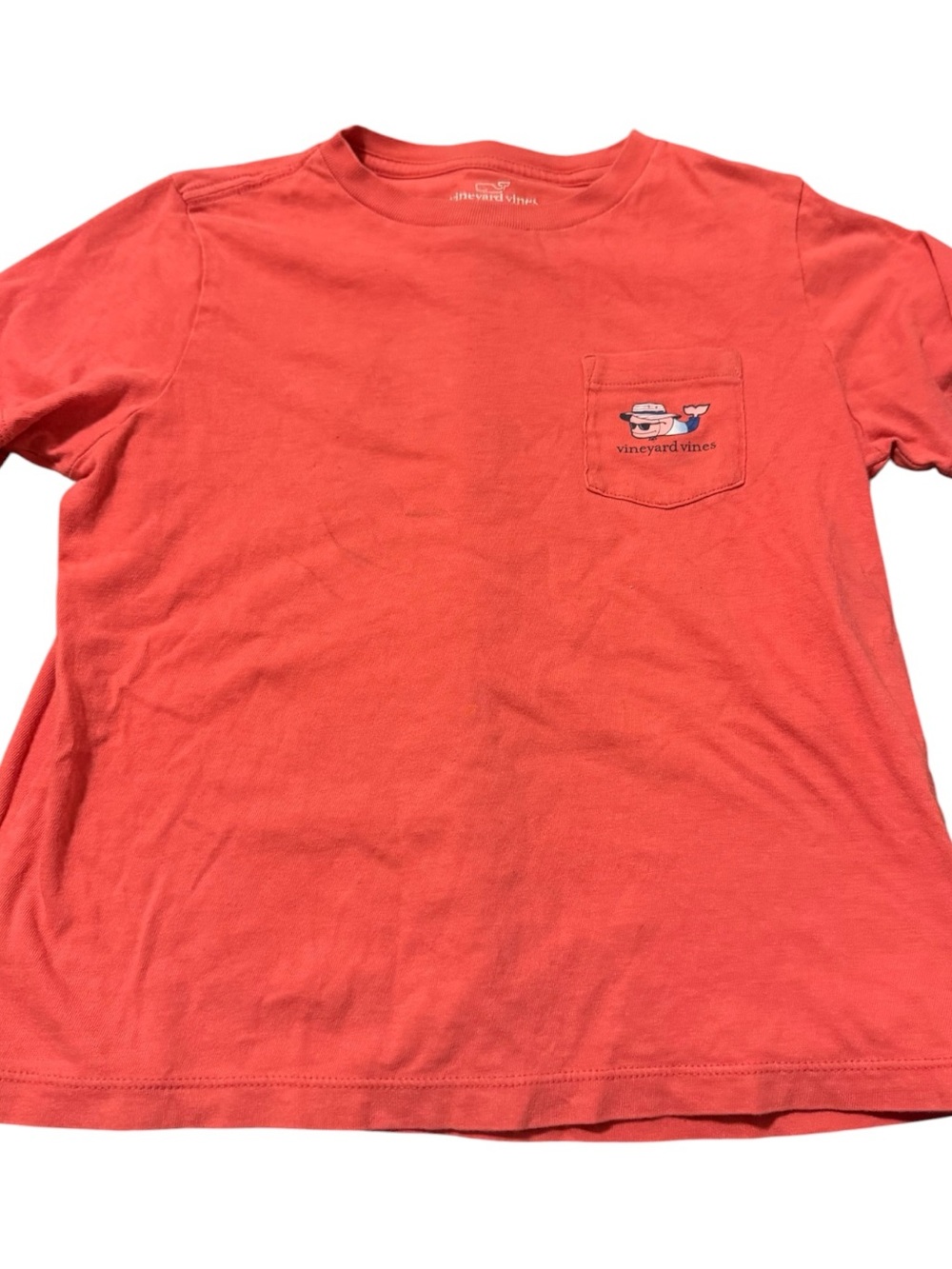 Vineyard Vines Coral Pocket T‑Shirt with Whale Patch